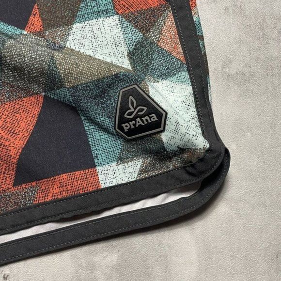 Prana Swim Trunks Mens Sz 33 Colorful Geometric Beach Surf High Seas Boardshorts - Picture 2 of 7